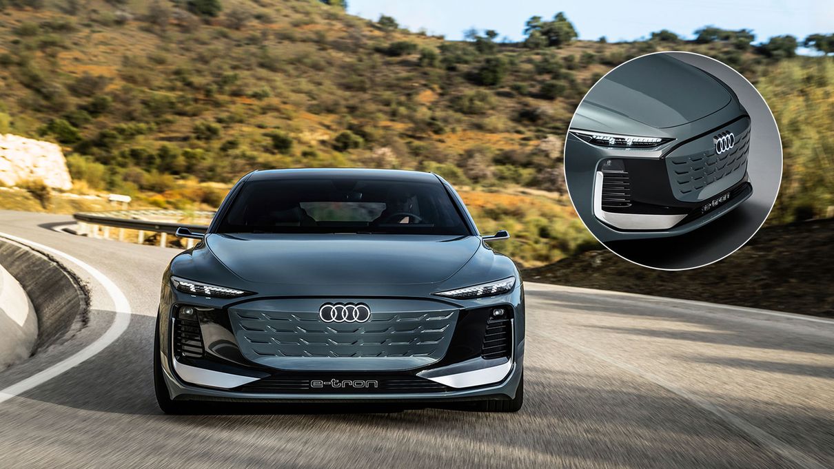 front shot of the Audi A6 Avant e-tron concept on the road