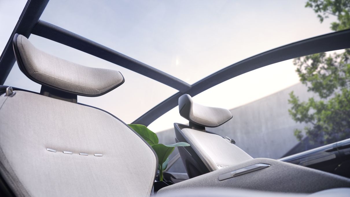 View of the sky through the panoramic roof of an Audi concept car