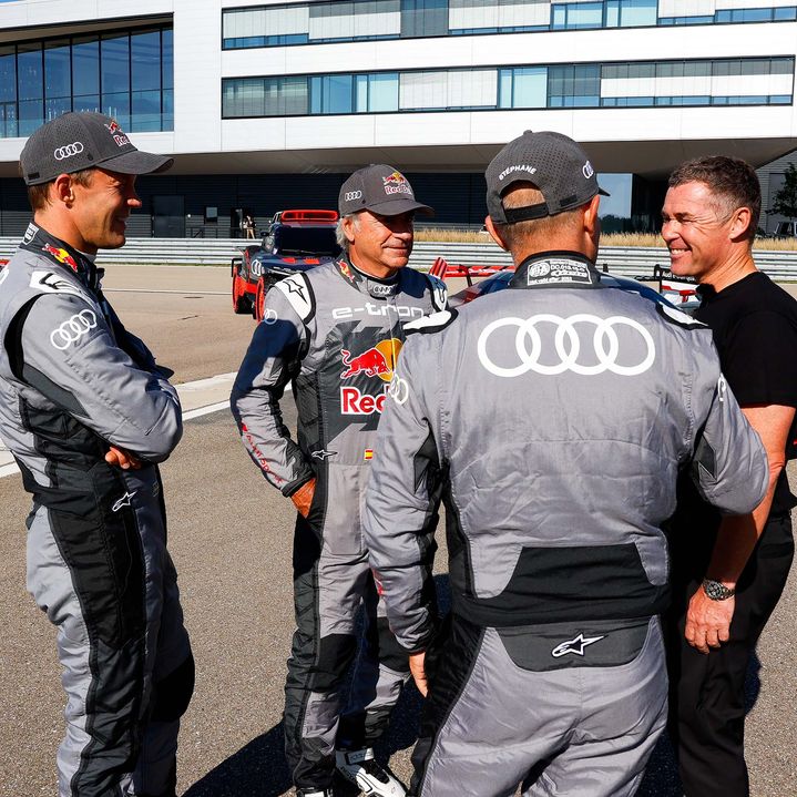 Mattias Ekström, Carlos Sainz, Stéphane Peterhansel, Tom Kristensen, Audi RS Q e-tron, Audi S1 e-tron quattro Hoonitron, Audi R18 e-tron quattro