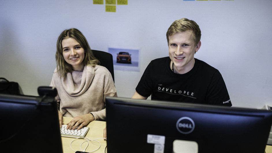 Two software developer at a desk