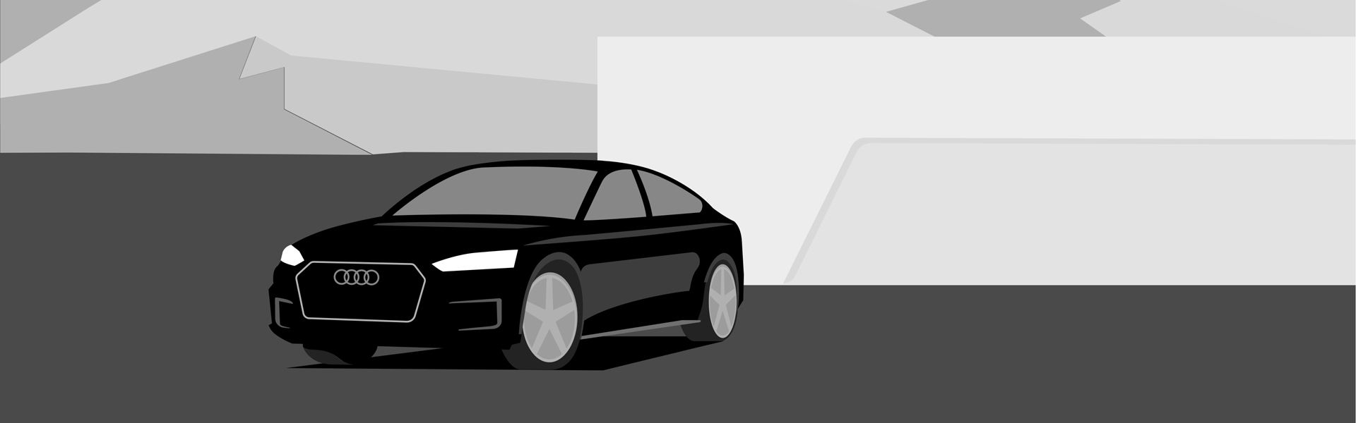 Drawing of an Audi car