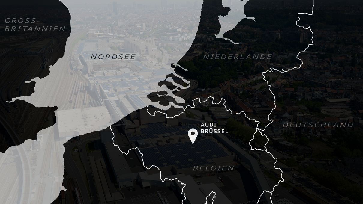 Landkarte mit Audi-Brüssel Standort