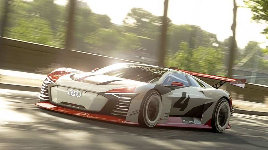 Audi e-tron Vision Gran Turismo on the racetrack