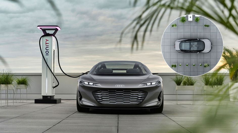 Audi grandsphere concept at a charging station