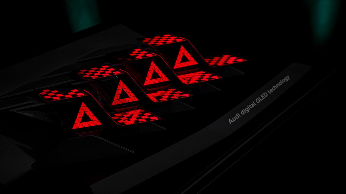 Possible concept idea for a warning symbol in the digital OLED rear lights.