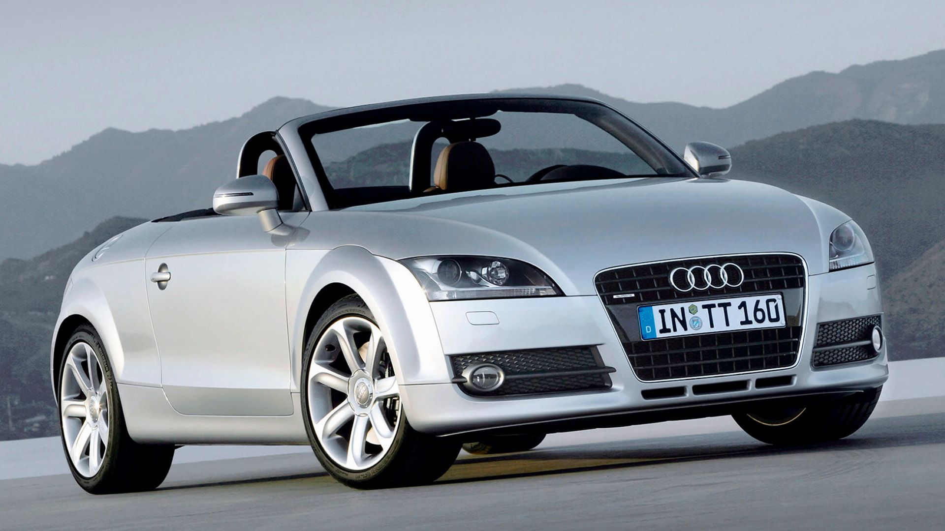 Silver Audi TT Roadster on the carriageway