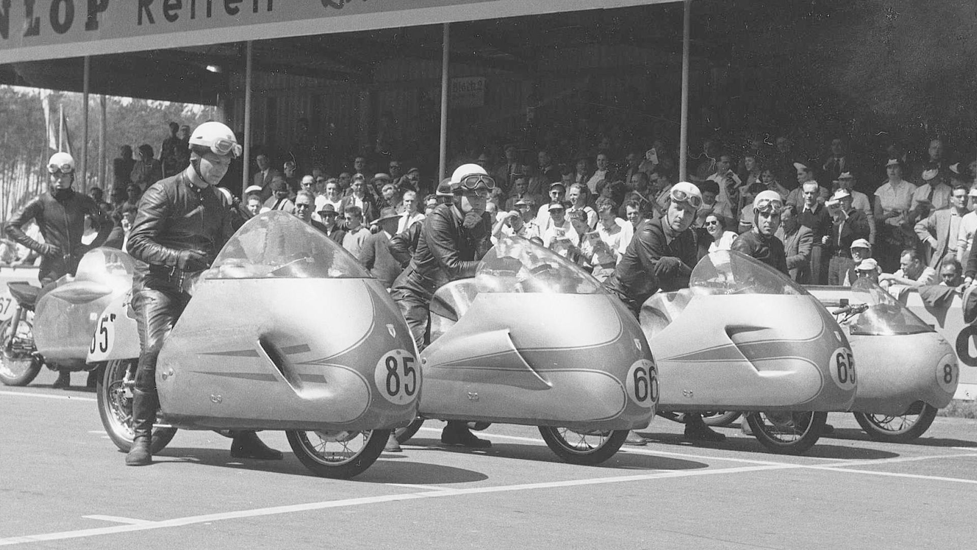 DKW motorcycles on the racetrack