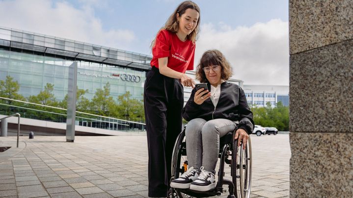 Audi employees documented wheelchair-accessible areas around the Audi site